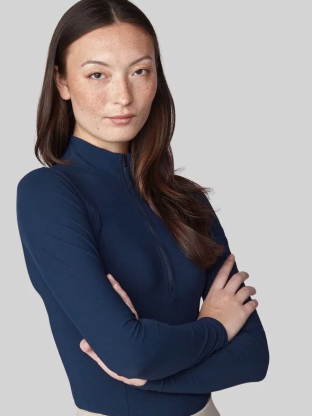 YAGYA Half Zip Long Sleeve Training Top, Navy, Large